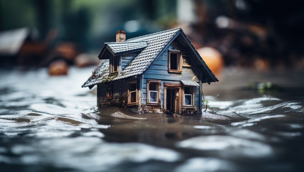 “Flooded home representing flood insurance risk in Florida”